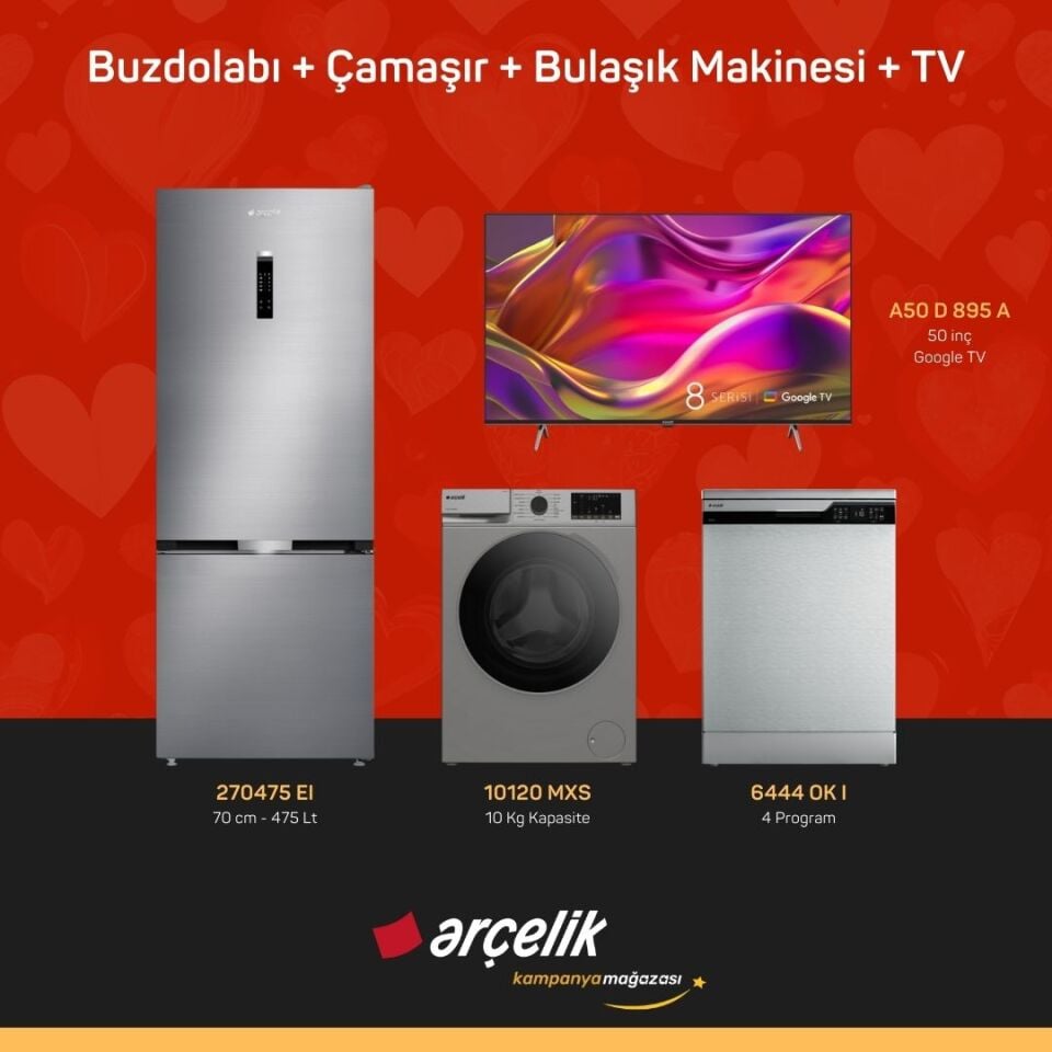 ARÇELİK 4'lü Çeyiz Paketi ( 270475 EI - 10120 MXS - 6444 OK I - A50 D 895 A )