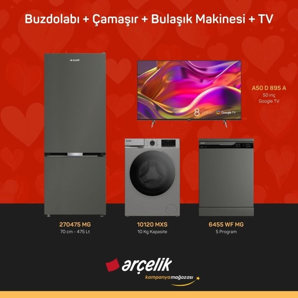 ARÇELİK 4'lü Çeyiz Paketi ( 270475 MG - 10120 MXS - 6455 WF MG - A50 D 895 A )