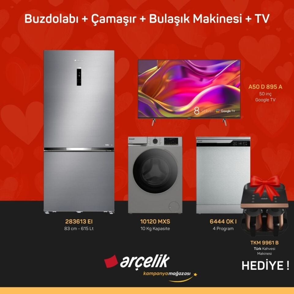 ARÇELİK 4'lü Çeyiz Paketi ( 283613 EI - 10120 MXS - 6444 OK I - A50 D 895 A - TKM 9961 B )