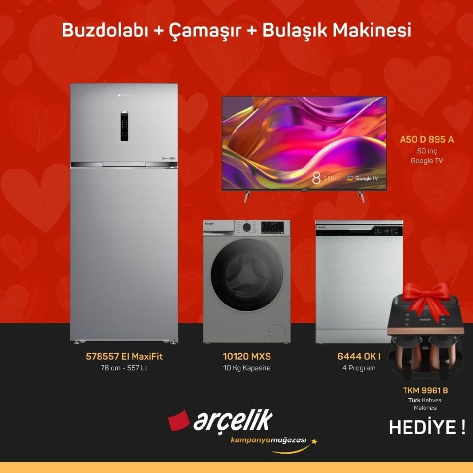 ARÇELİK 4'lü Çeyiz Paketi ( 578557 EI MaxiFit - 10120 MXS - 6444 OK I - A50 D 895 A - TKM 9961 B )