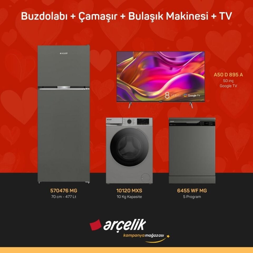ARÇELİK 4'lü Çeyiz Paketi ( 570476 MG - 10120 MXS - 6455 WF MG - A50 D 895 A )