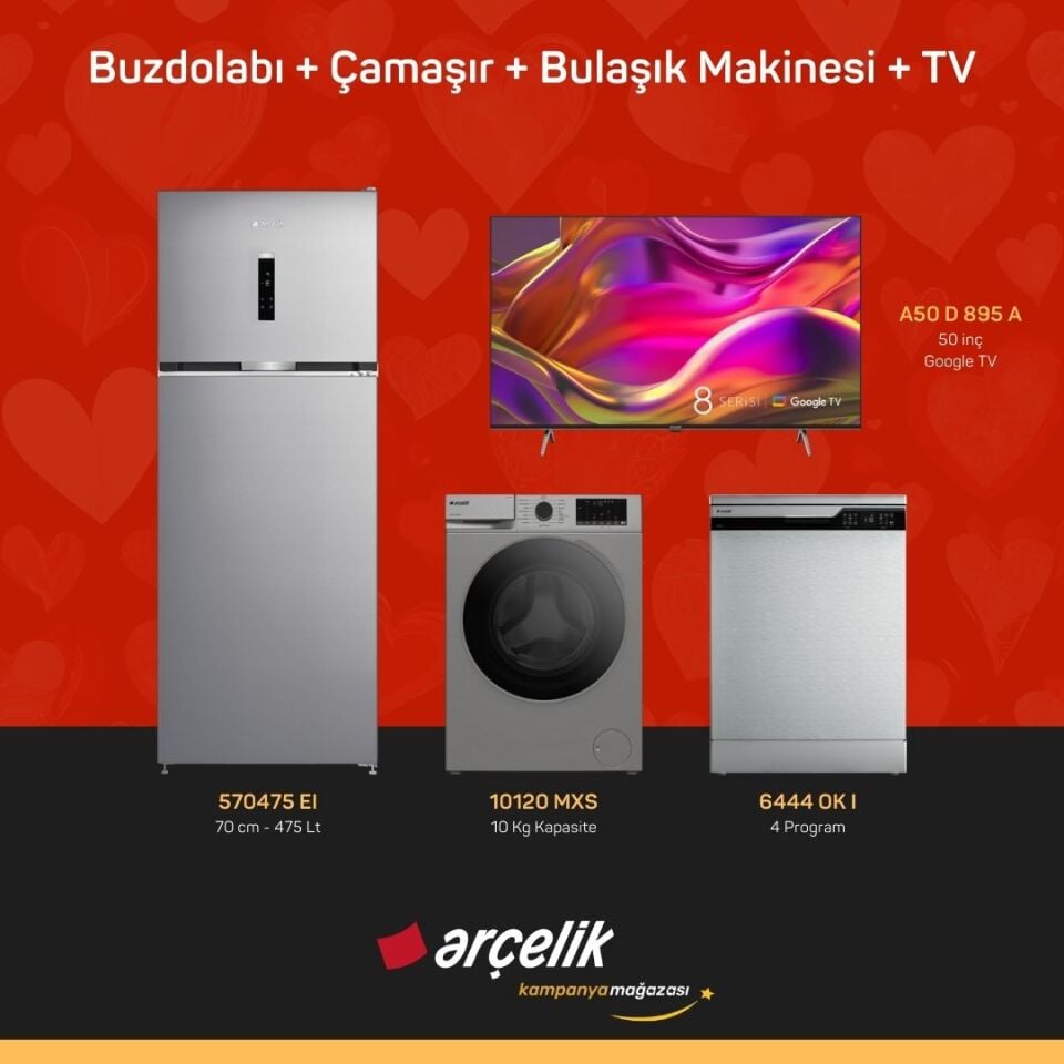 ARÇELİK 4'lü Çeyiz Paketi ( 570475 EI - 10120 MXS - 6444 OK I - A50 D 895 A )