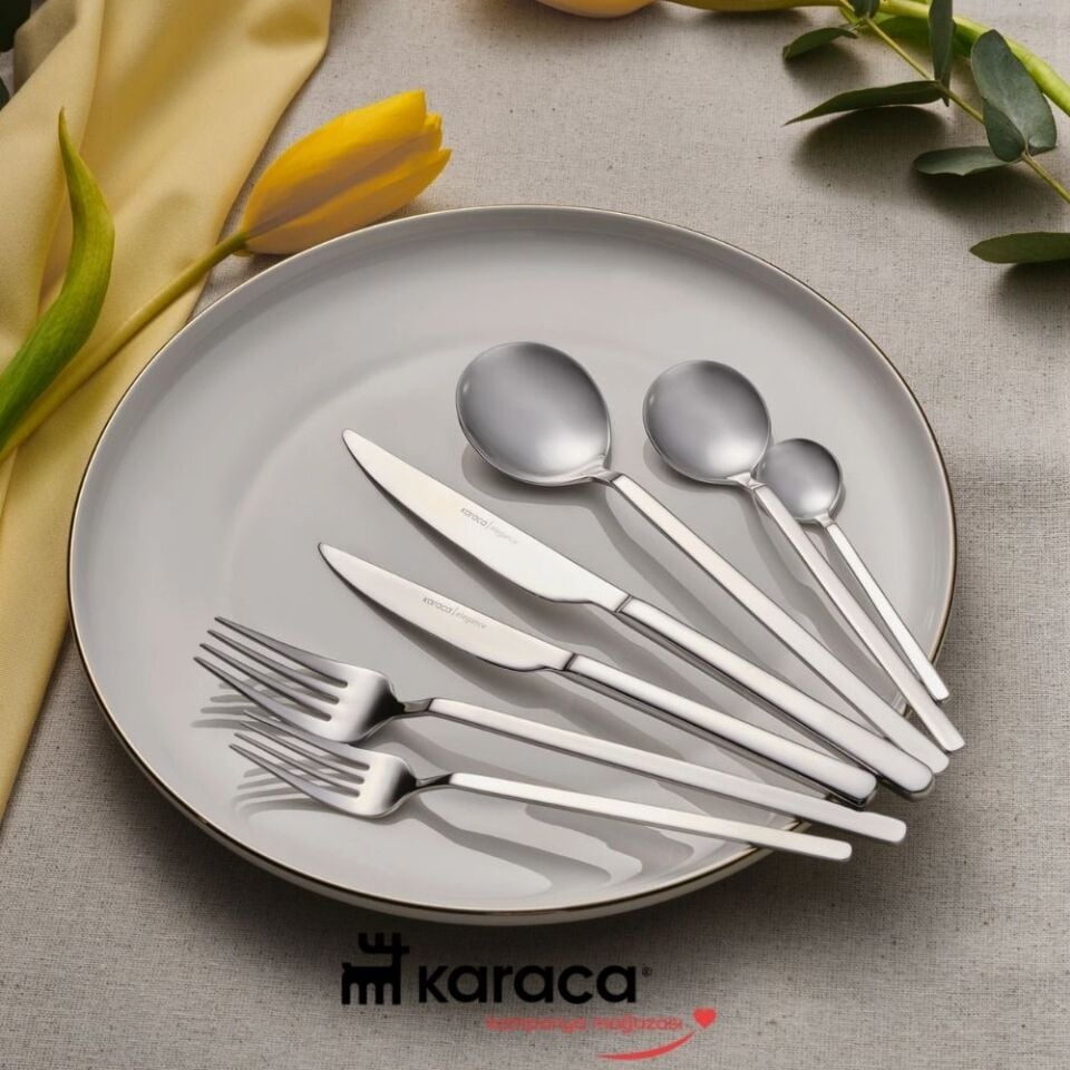 Karaca  Elegance Gale Platin 12 Kişilik 84 Parça Çatal Kaşık Bıçak Takımı