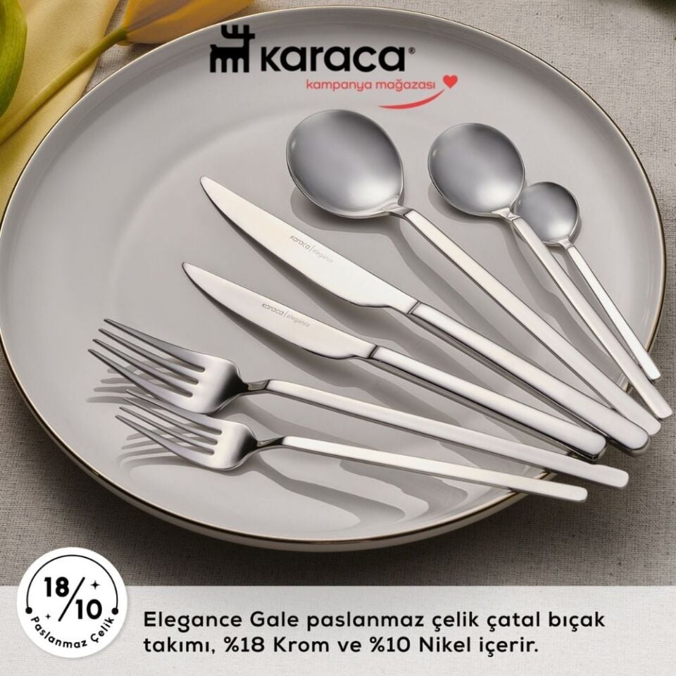 Karaca  Elegance Gale Platin 12 Kişilik 84 Parça Çatal Kaşık Bıçak Takımı