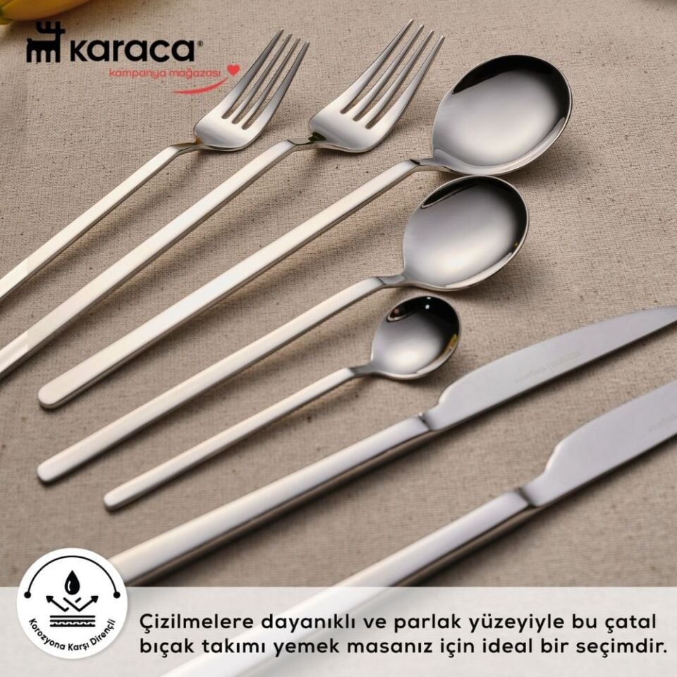 Karaca  Elegance Gale Platin 12 Kişilik 84 Parça Çatal Kaşık Bıçak Takımı