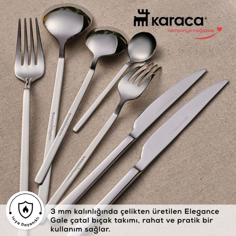 Karaca Elegance Gale Platin 12 Kişilik 84 Parça Çatal Kaşık Bıçak Takımı