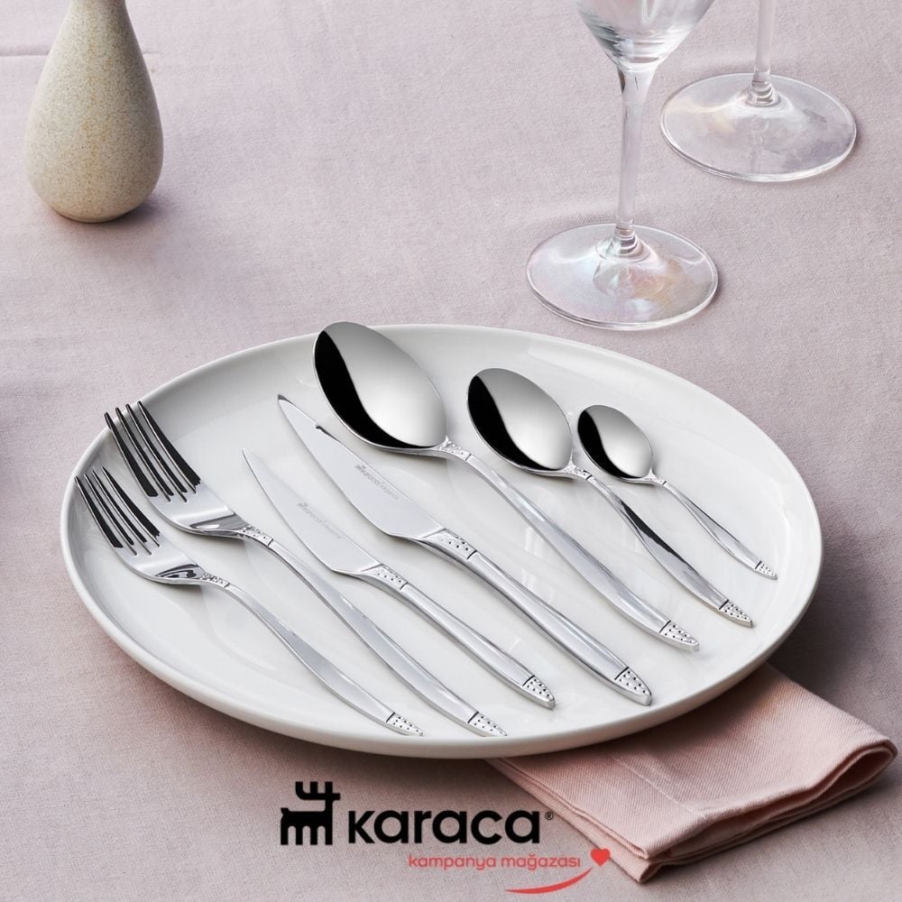 Karaca  Elegance Holey Platin 12 Kişilik 84 Parça Çatal Kaşık Bıçak Takımı