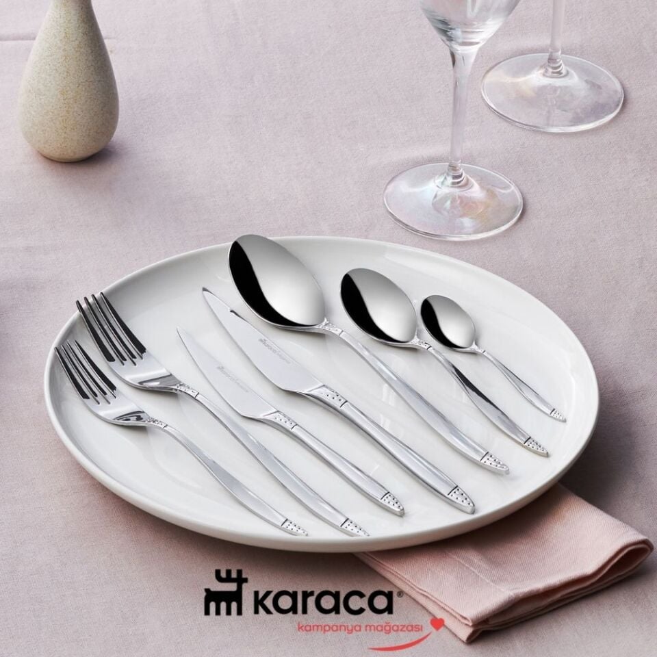 Karaca  Elegance Holey Platin 12 Kişilik 84 Parça Çatal Kaşık Bıçak Takımı