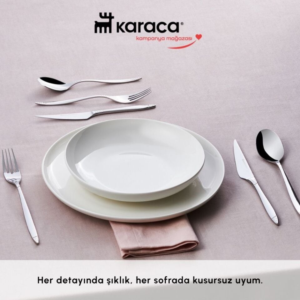 Karaca  Elegance Holey Platin 12 Kişilik 84 Parça Çatal Kaşık Bıçak Takımı