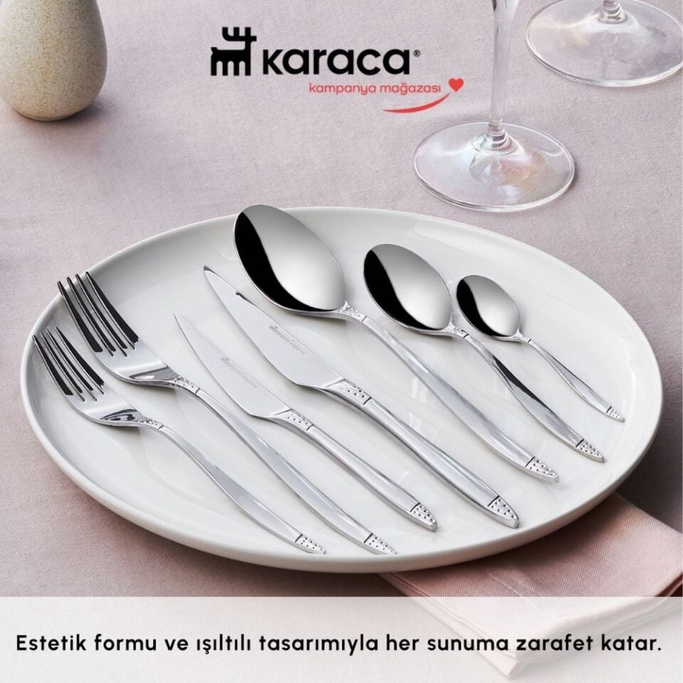 Karaca  Elegance Holey Platin 12 Kişilik 84 Parça Çatal Kaşık Bıçak Takımı