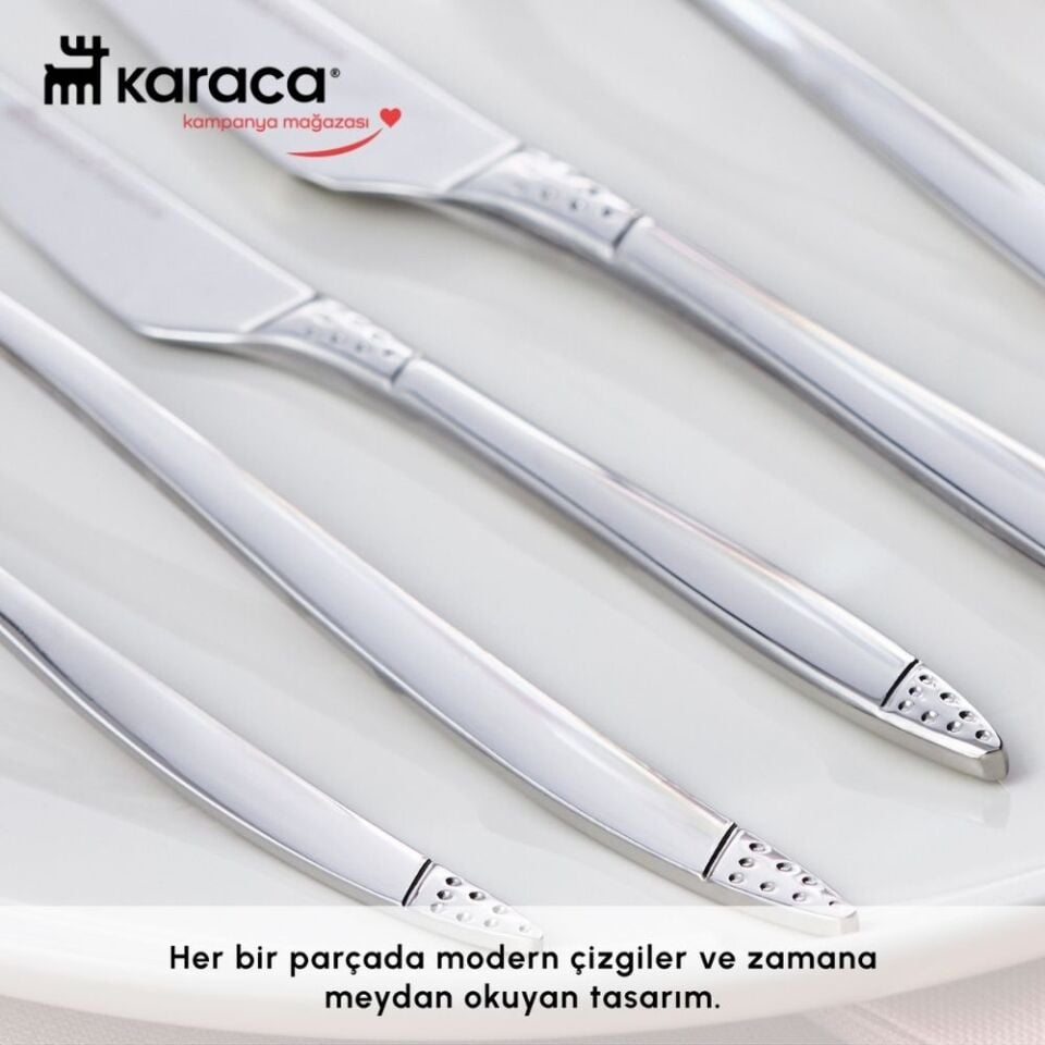 Karaca  316 Premium Halley Platin 12 Kişilik 84 Parça Çatal Kaşık Bıçak Takımı