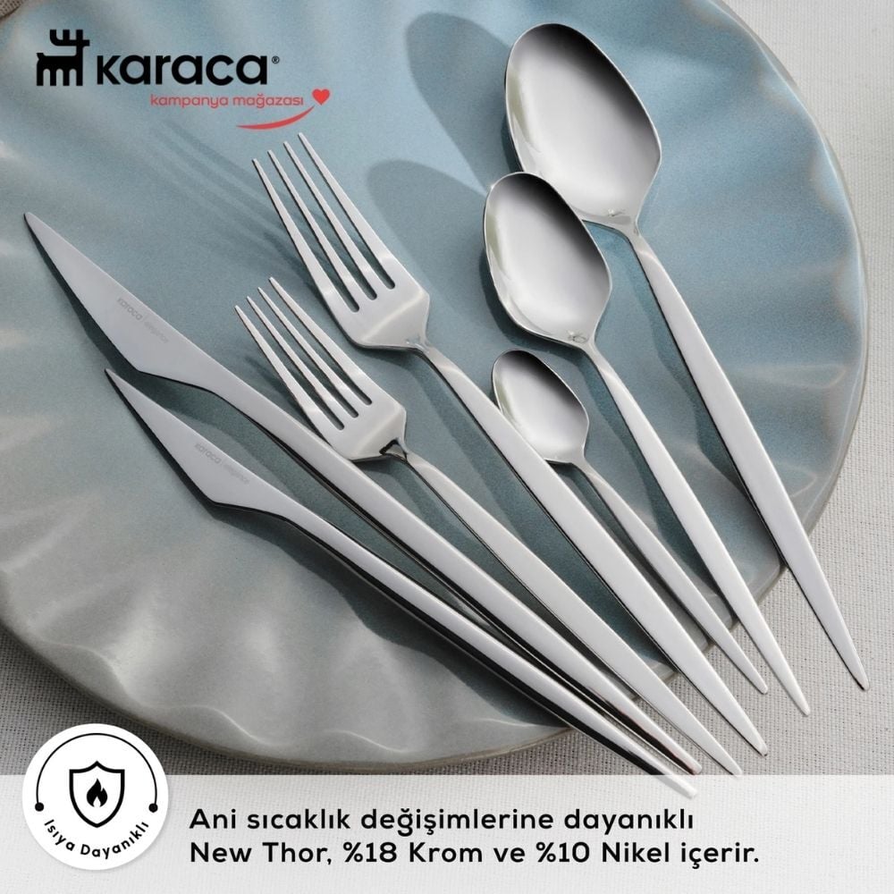 Karaca  Elegance New Thor V2 Platin 12 Kişilik 84 Parça Çatal Kaşık Bıçak Takımı