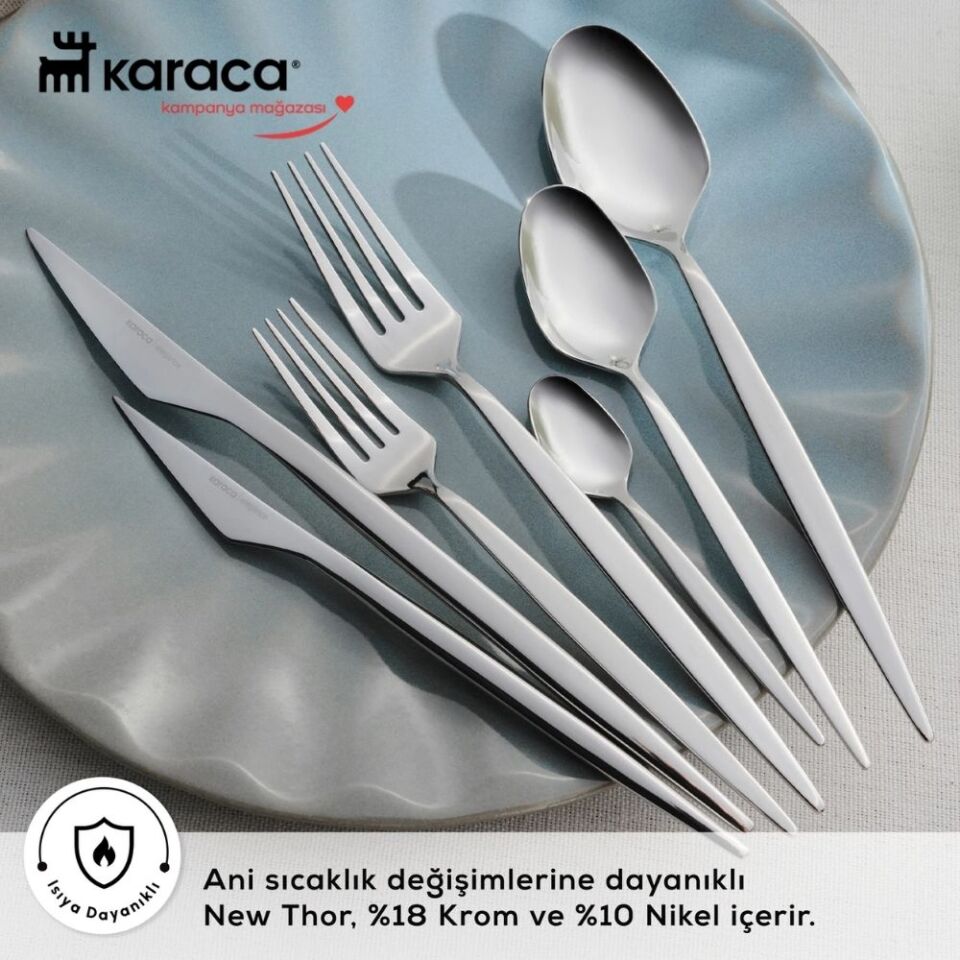 Karaca Elegance New Thor V2 Platin 12 Kişilik 84 Parça Çatal Kaşık Bıçak Takımı
