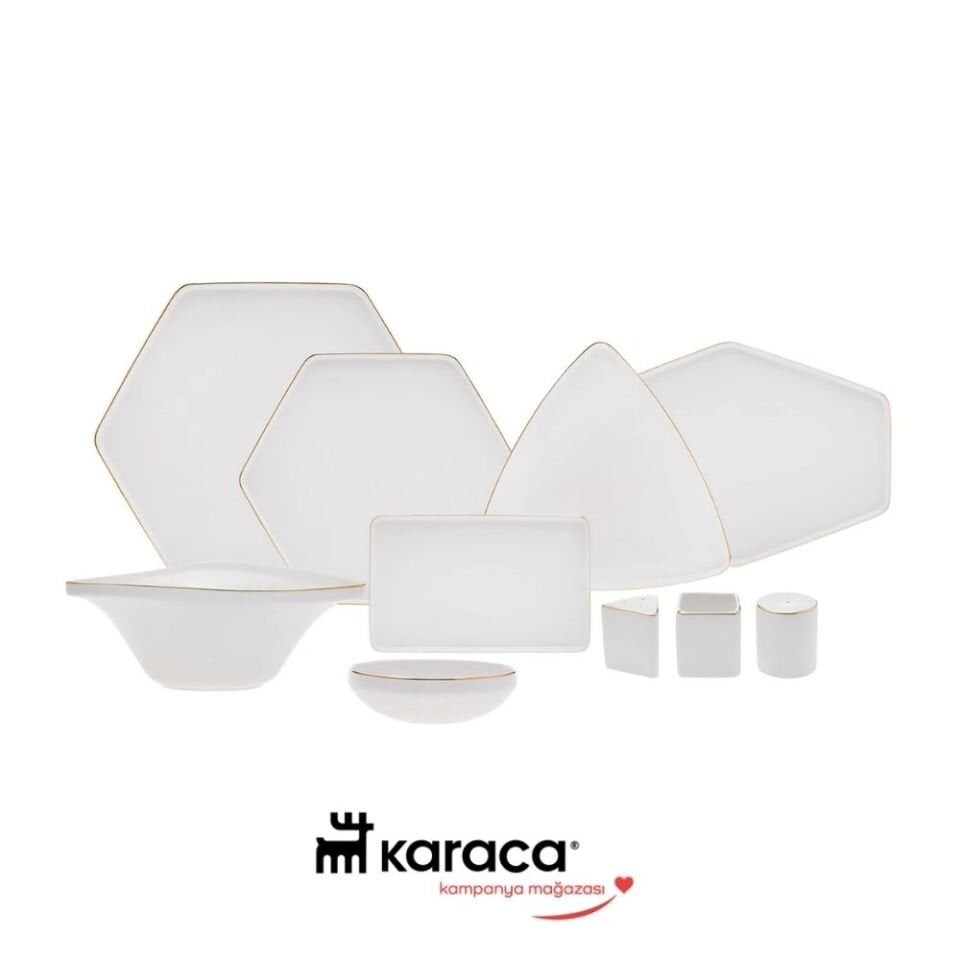 Karaca  Red Carpet Collection Stream Bone Geo 59 Parça 12 Kişilik Yemek Takımı Gold