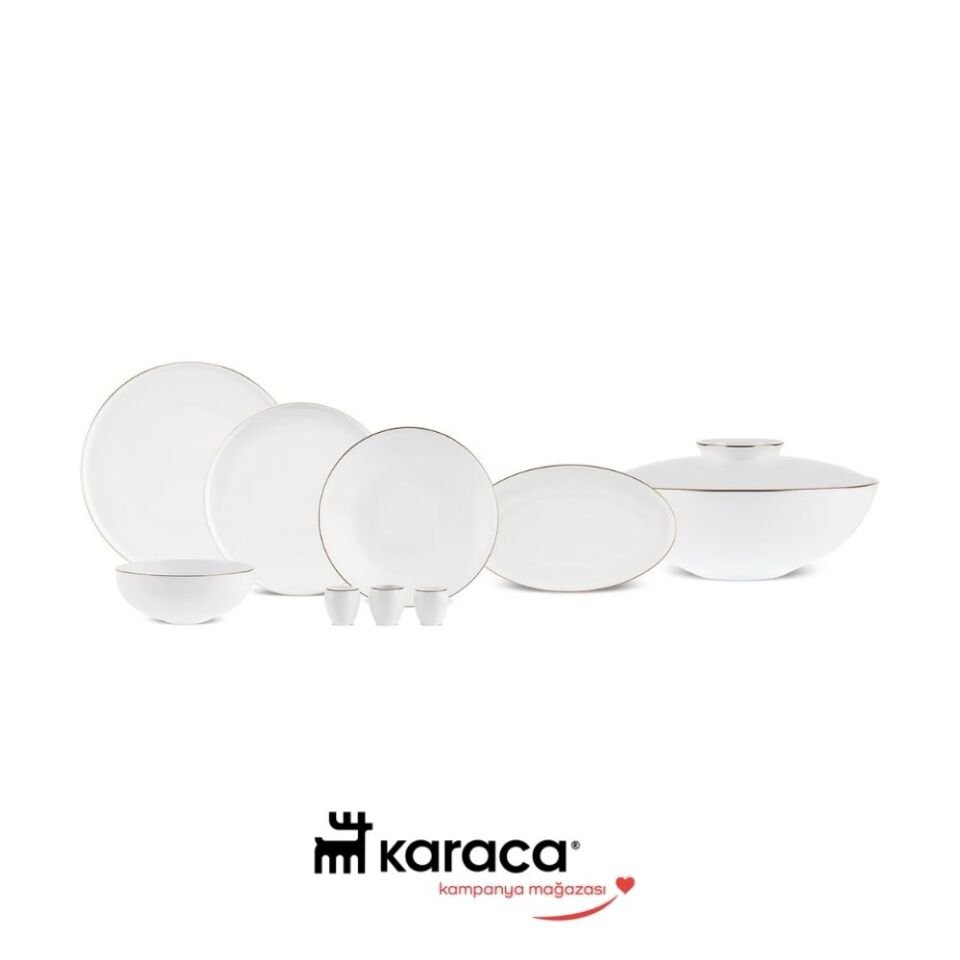 Karaca  Fine Bone Meridian 55 Parça 12 Kişilik Yemek Takımı Gold