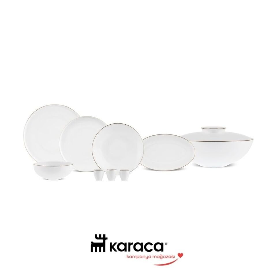 Karaca Fine Bone Meridian 55 Parça 12 Kişilik Yemek Takımı Gold