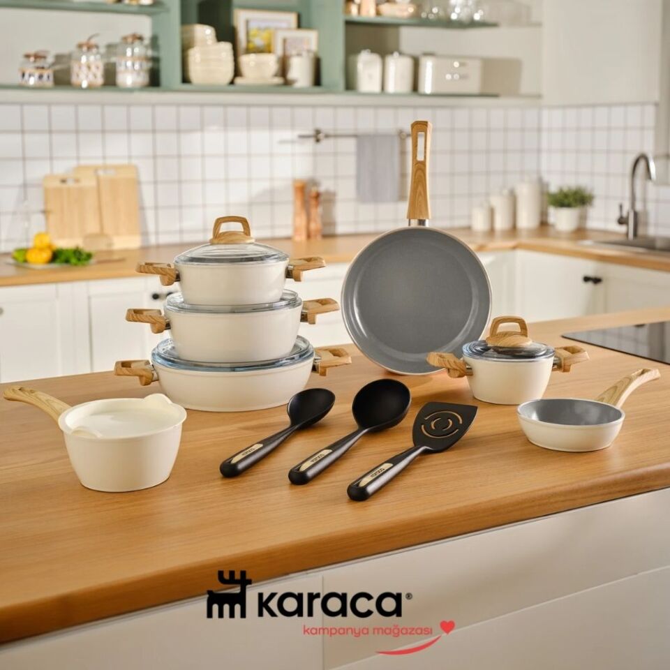 Karaca x Refika Swiss Crystal 15 Parça Tencere Seti Creamy