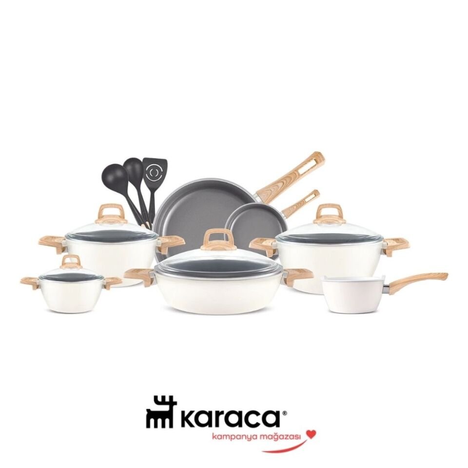 Karaca x Refika Swiss Crystal 15 Parça Tencere Seti Creamy