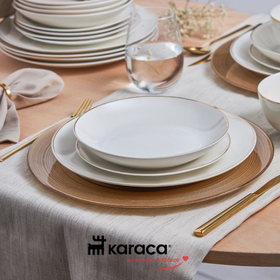 Karaca  Elegance Bone Floda 53 Parça 12 Kişilik Yemek Takımı Gold