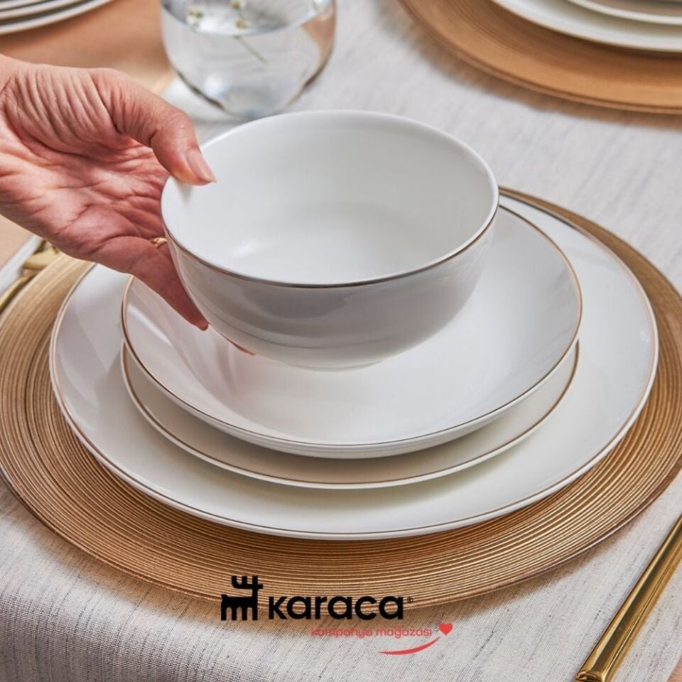Karaca  Elegance Bone Floda 53 Parça 12 Kişilik Yemek Takımı Gold