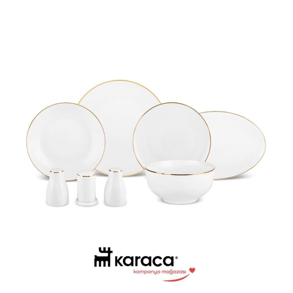 Karaca  Elegance Bone Floda 53 Parça 12 Kişilik Yemek Takımı Gold