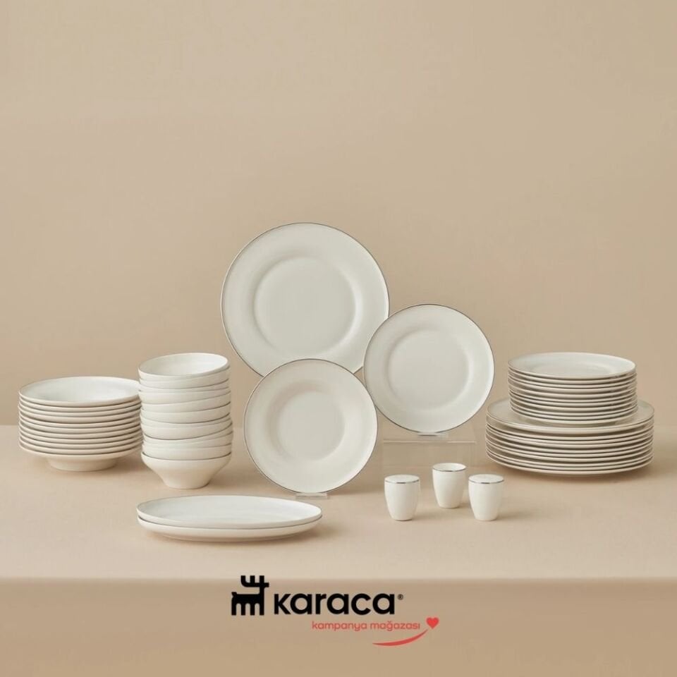 Karaca Elegance Bone Alba 53 Parça 12 Kişilik Yemek Takımı Platin