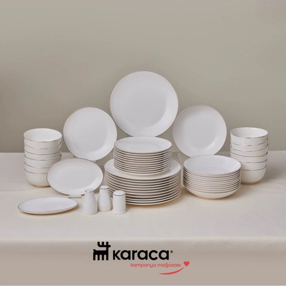 Karaca Elegance Bone Esbelto 53 Parça 12 Kişilik Yemek Takımı Gold