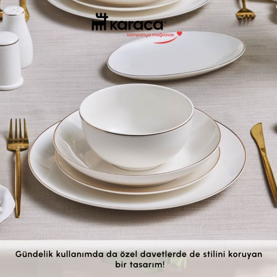 Karaca Elegance Bone Esbelto 53 Parça 12 Kişilik Yemek Takımı Gold