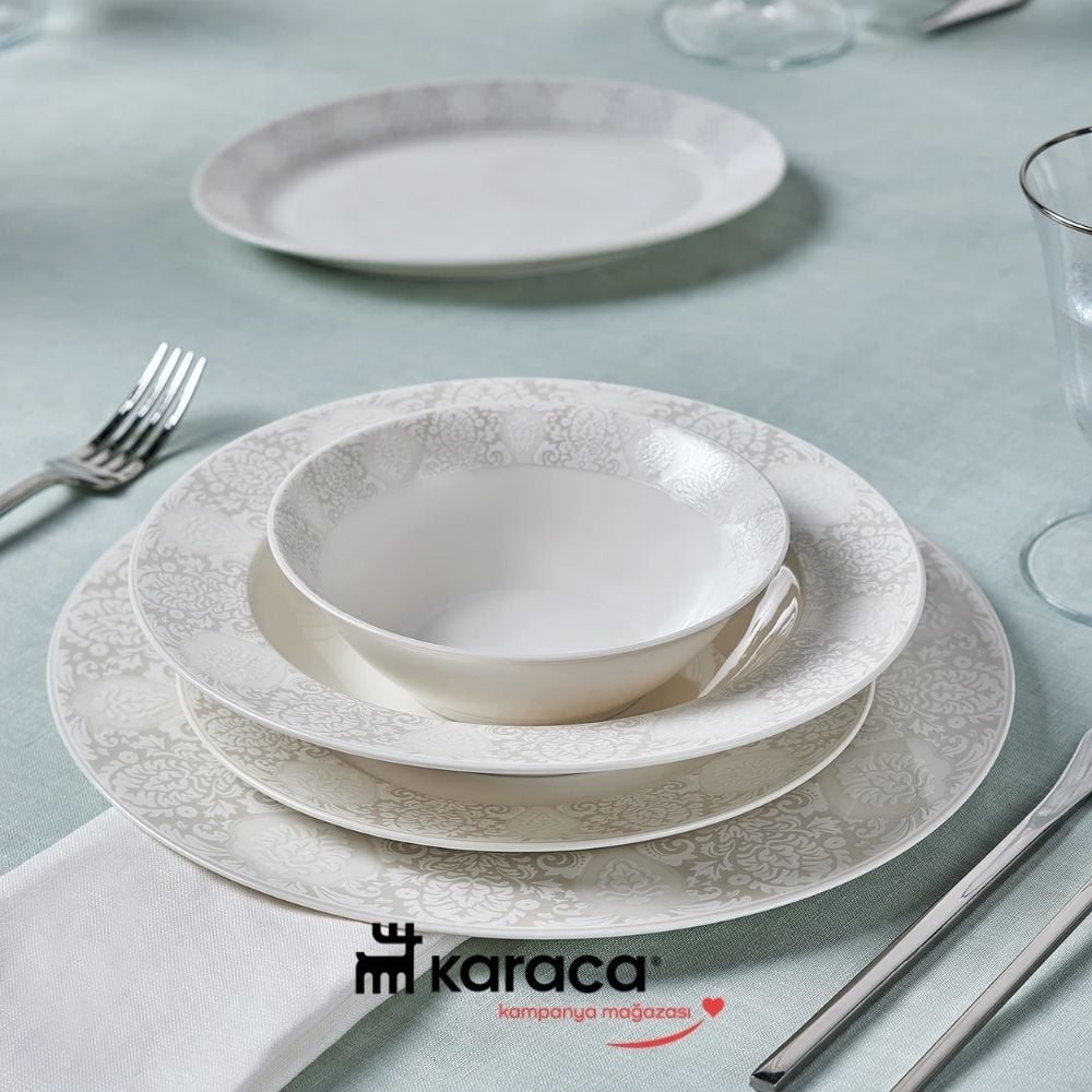 Karaca Forever Bone Olio 53 Parça 12 Kişilik Yemek Takımı