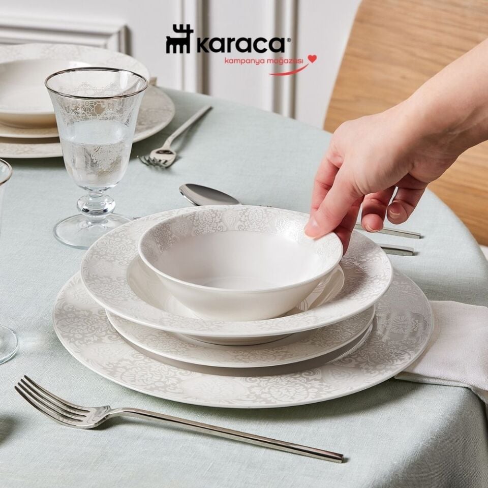 Karaca Forever Bone Olio 53 Parça 12 Kişilik Yemek Takımı