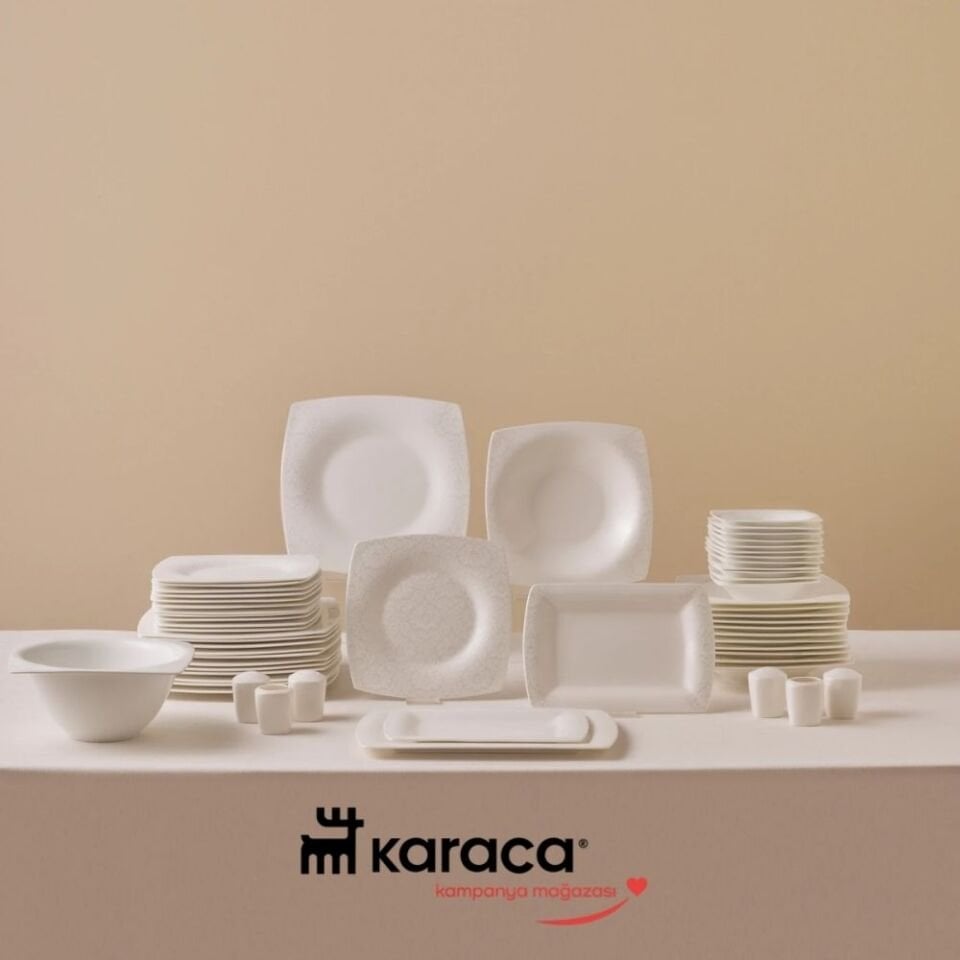 Karaca Fine Pearl Helen 62 Parça 12 Kişilik Yemek Takımı