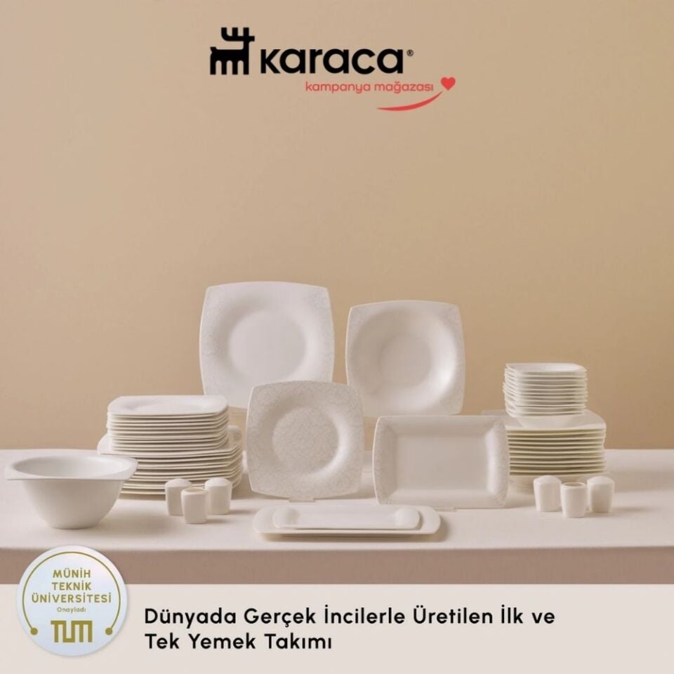 Karaca Fine Pearl Helen 62 Parça 12 Kişilik Yemek Takımı