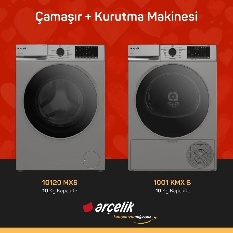 ARÇELİK 10120 MXS Çamaşır Makinesi - 1001 KMX S Kurutma Makinesi