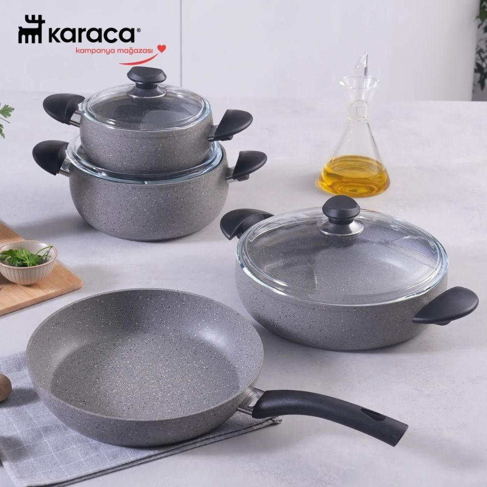 Karaca  Biogranit Avanos 7 Parça Tencere Seti Gri