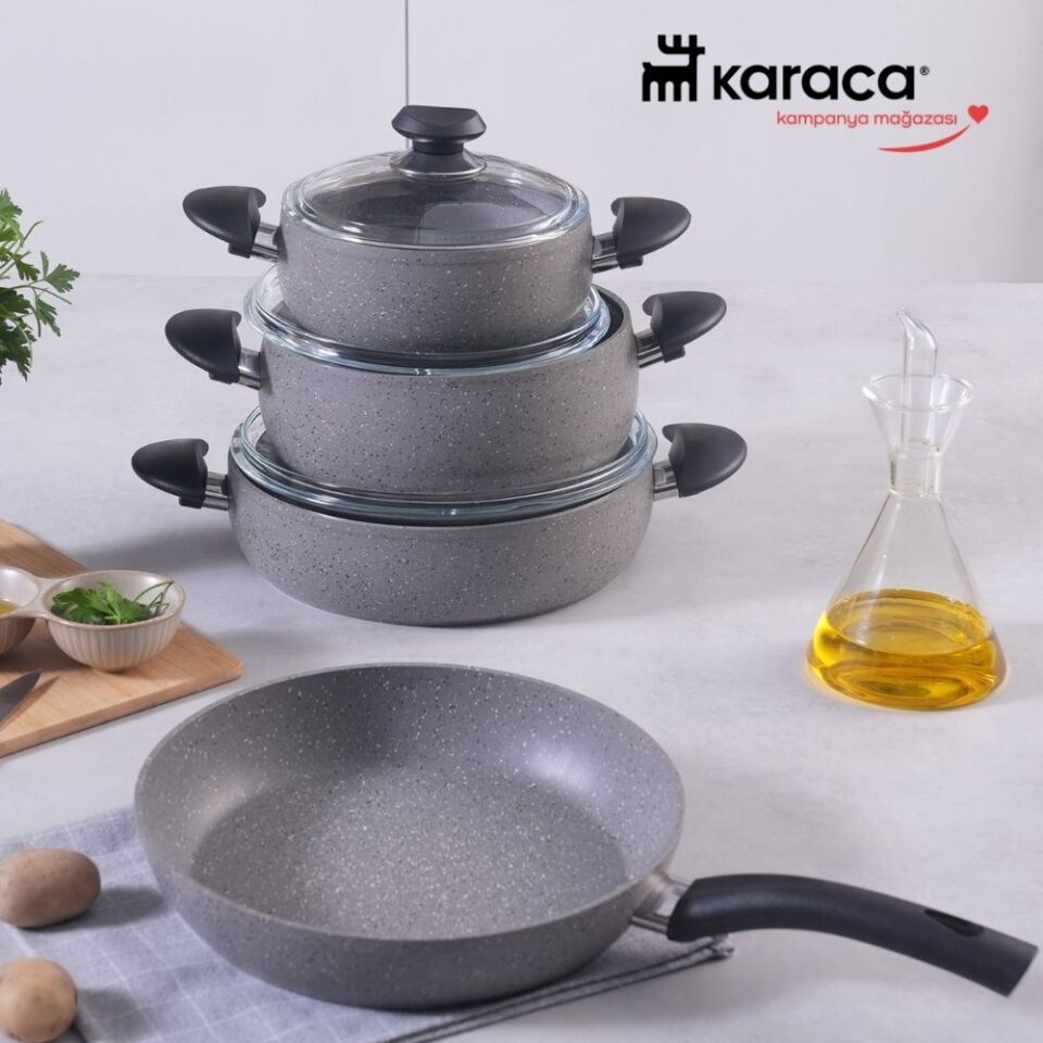 Karaca  Biogranit Avanos 7 Parça Tencere Seti Gri