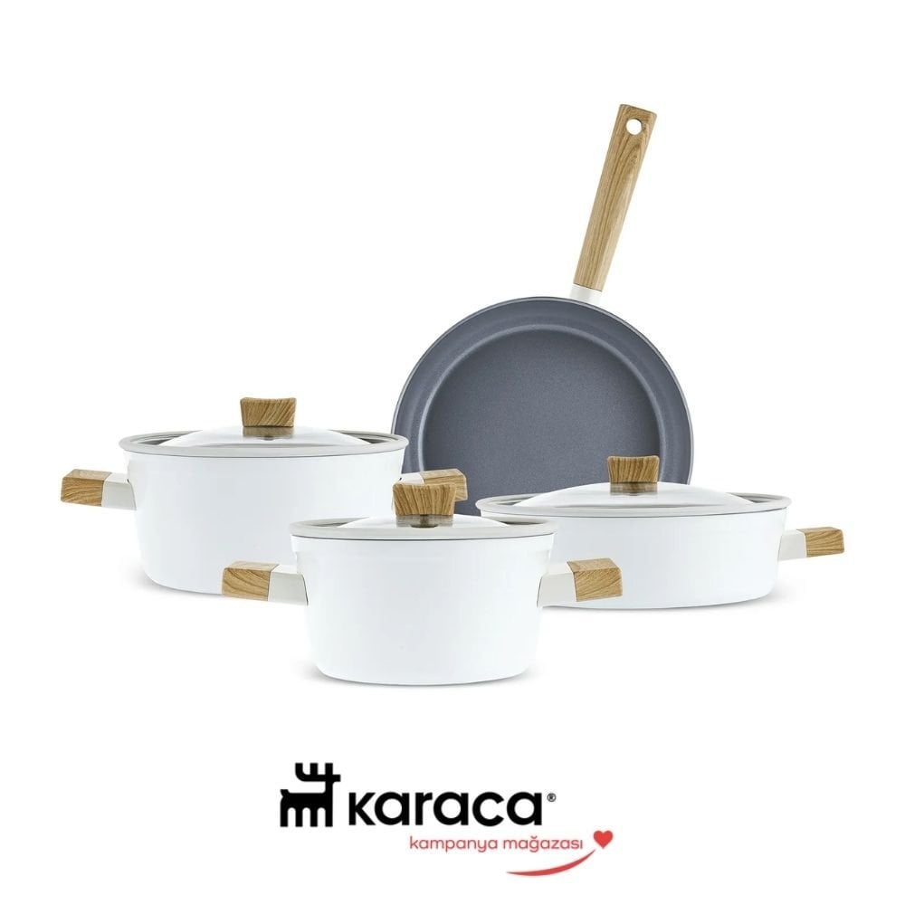 Karaca x Refika Swiss Crystal Creamy Wood 7 Parça Tencere Seti