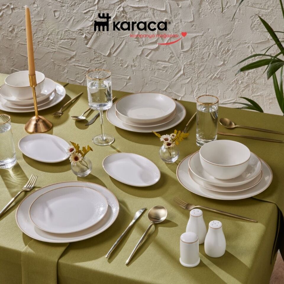 Karaca Forever Bone Ollie 53 Parça 12 Kişilik Yemek Takımı Gold