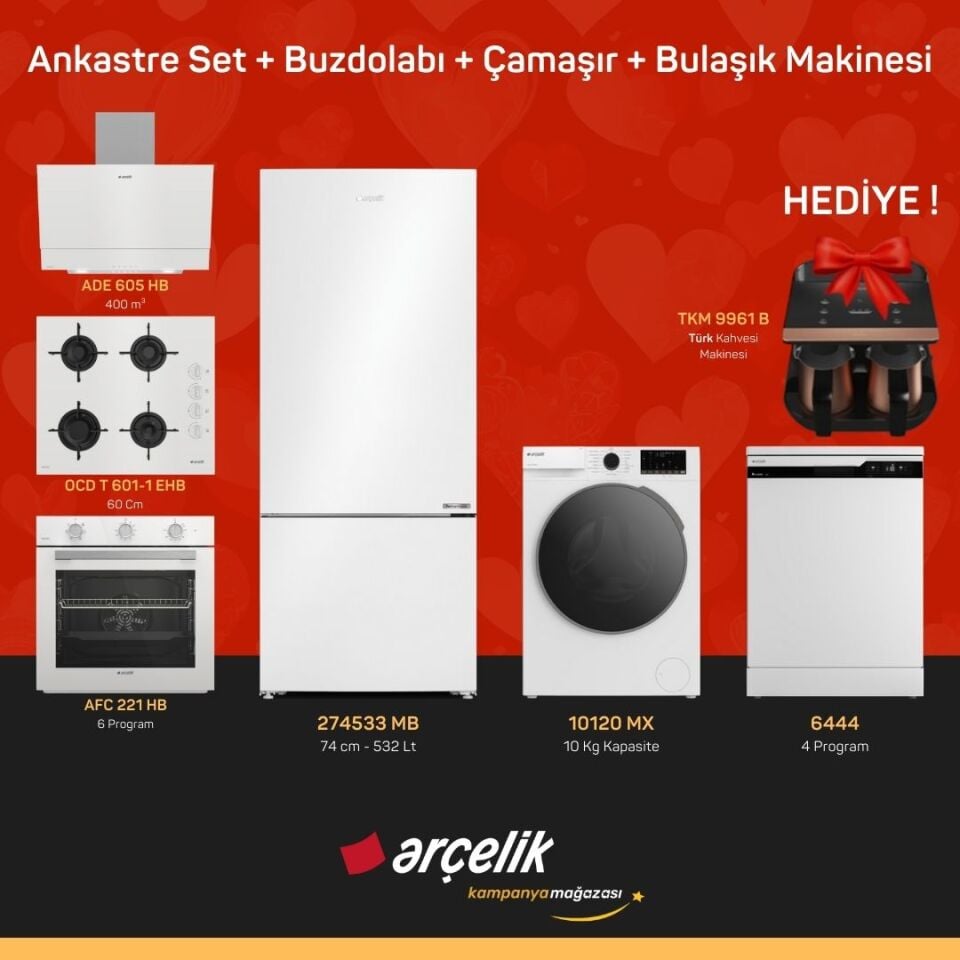 ARÇELİK 6'lı Çeyiz Paketi ( 274533 MB - 10120 MX - 6444 - ADE 605 HB - AFC 221 HB - OCD T 601-1 EHB - TKM 9961 B )