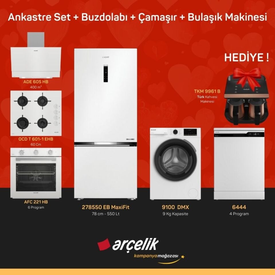 ARÇELİK 6'lı Çeyiz Paketi ( 278550 EB MaxiFit - 9100 DMX - 6444 - ADE 605 HB - AFC 221 HB - OCD T 601-1 EHB - TKM 9961 B )
