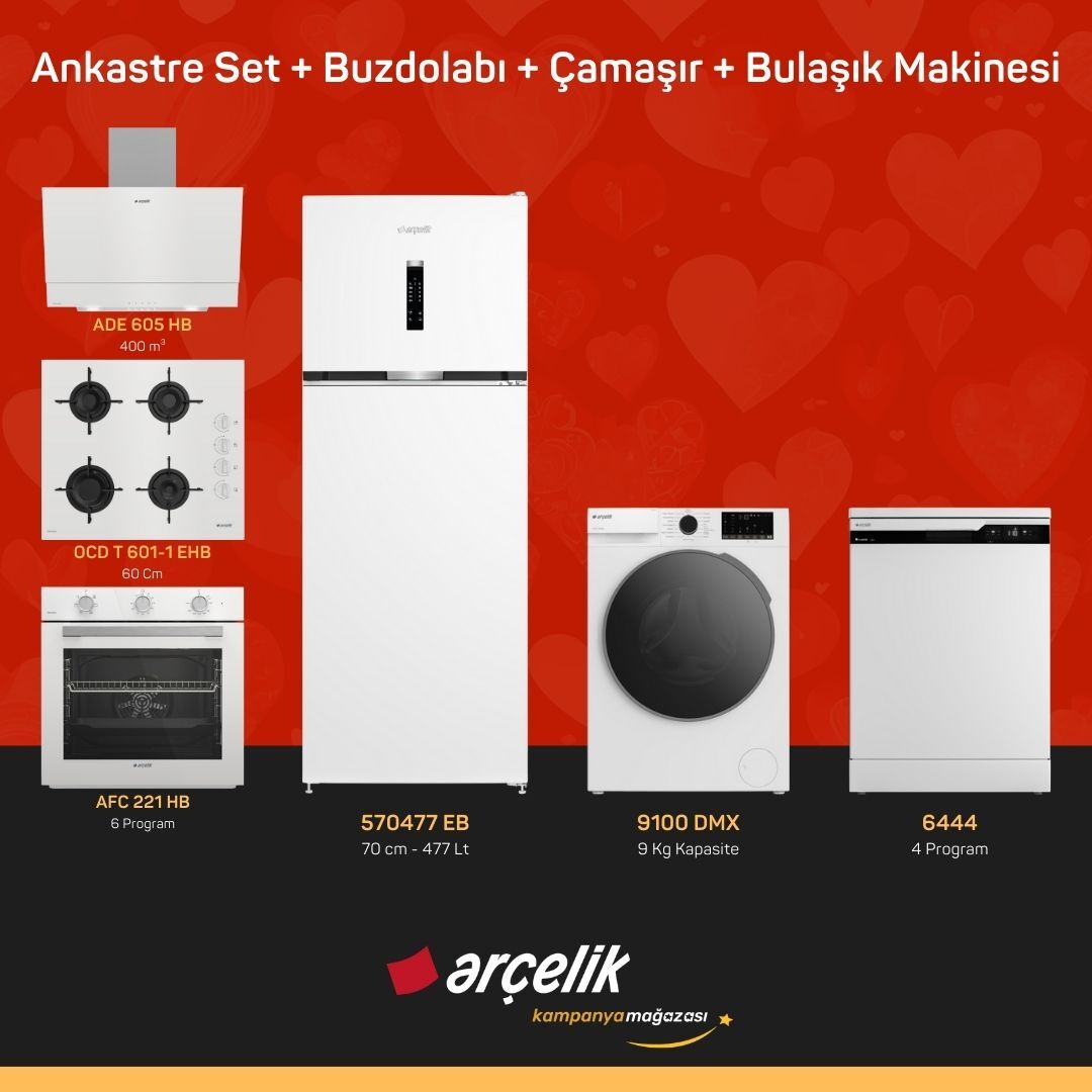 ARÇELİK 6'lı Çeyiz Paketi ( 570477 EB - 9100 DMX - 6444 - ADE 605 HB - AFC 221 HB - OCD T 601-1 EHB )
