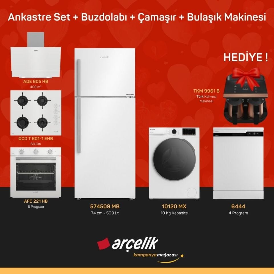 ARÇELİK 6'lı Çeyiz Paketi ( 574509 MB - 10120 MX - 6444 - ADE 605 HB - AFC 221 HB - OCD T 601-1 EHB - TKM 9961 B )