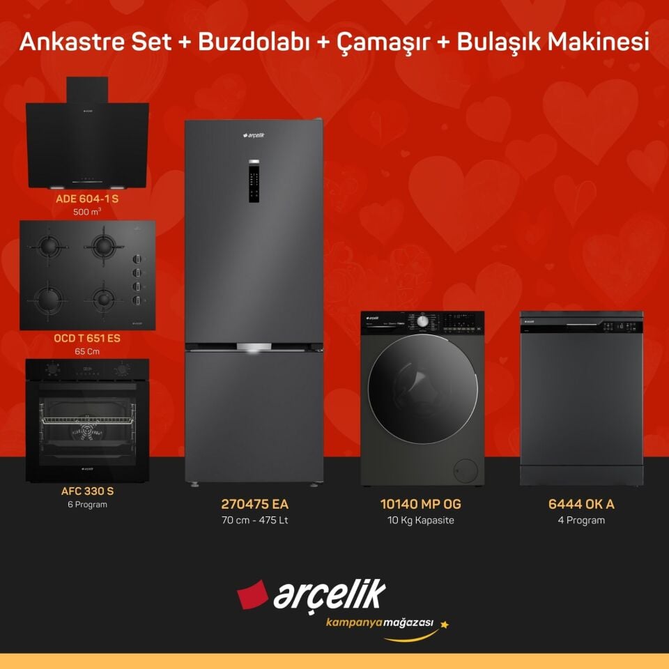 ARÇELİK 6'lı Çeyiz Paketi ( 270475 EA - 10140 MP OG - 6444 OK A - ADE 604-1 S - AFC 330 S - OCD T 651 ES )