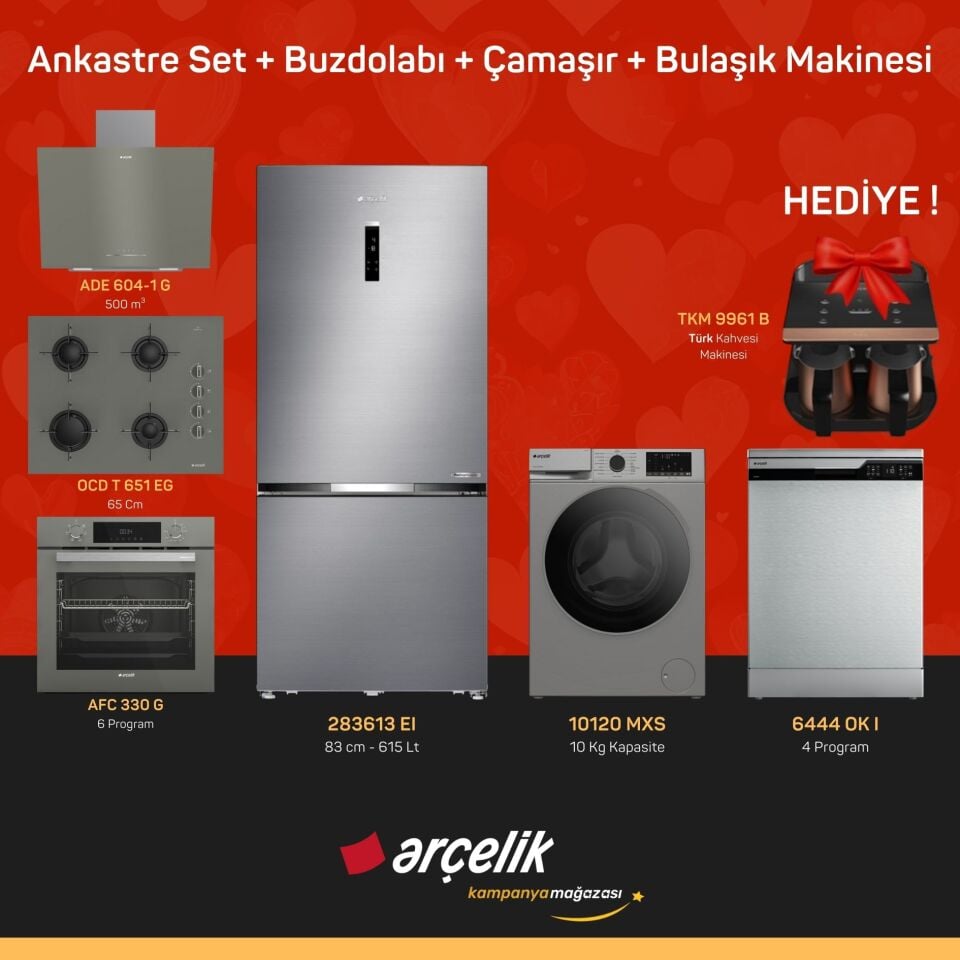 ARÇELİK 6'lı Çeyiz Paketi ( 283613 EI - 10120 MXS - 6444 OK I - ADE 604-1 G - AFC 330 G - OCD T 651 EG - TKM 9961 B )