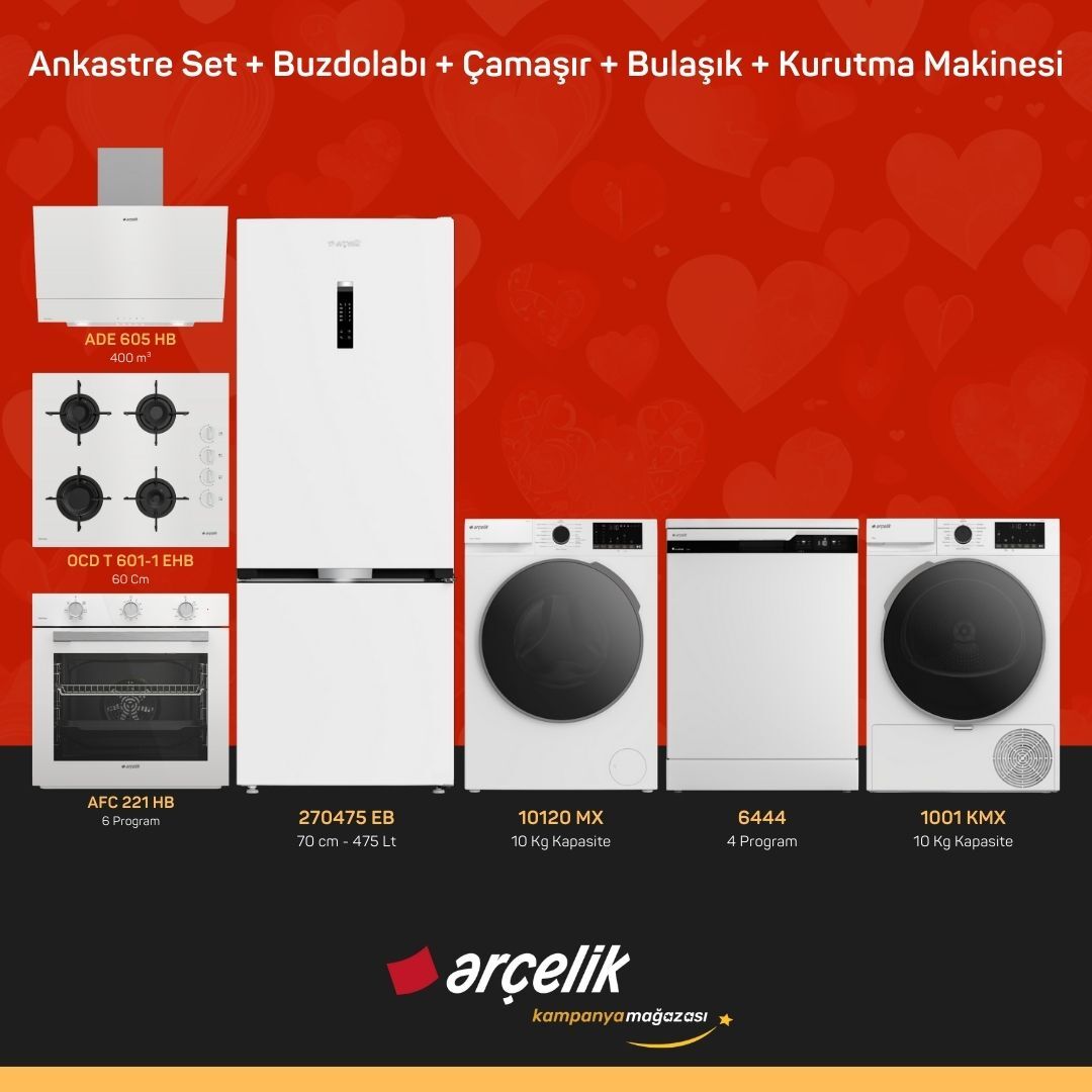 ARÇELİK 7'li Çeyiz Paketi ( 270475 EB - 10120 MX - 6444 - 1001 KMX - ADE 605 HB - AFC 221 HB - OCD T 601-1 EHB )