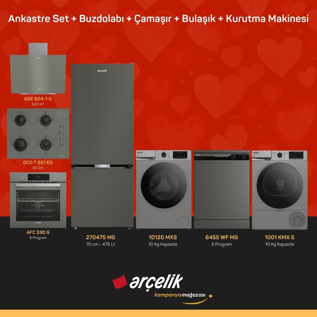 ARÇELİK 7'li Çeyiz Paketi ( 270475 MG - 10120 MXS - 6455 WF MG - 1001 KMX S - ADE 604-1 G - AFC 330 G - OCD T 651 EG )