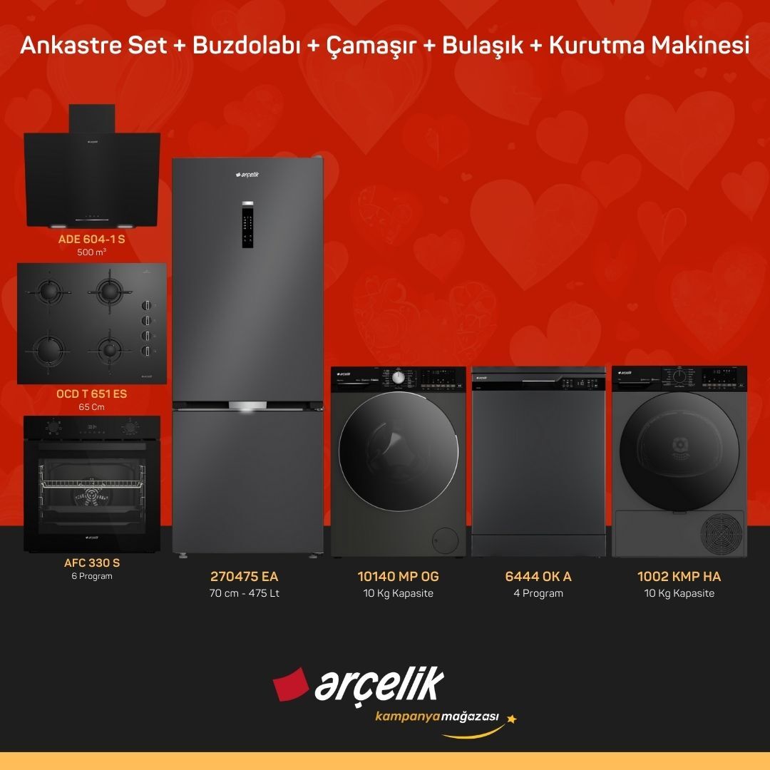 ARÇELİK 7'li Çeyiz Paketi ( 270475 EA - 10140 MP OG - 6444 OK A - 1002 KMP HA - ADE 604-1 S - AFC 330 S - OCD T 651 ES )