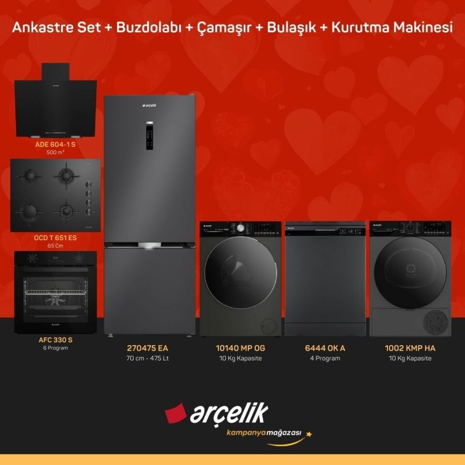 ARÇELİK 7'li Çeyiz Paketi ( 270475 EA - 10140 MP OG - 6444 OK A - 1002 KMP HA - ADE 604-1 S - AFC 330 S - OCD T 651 ES )