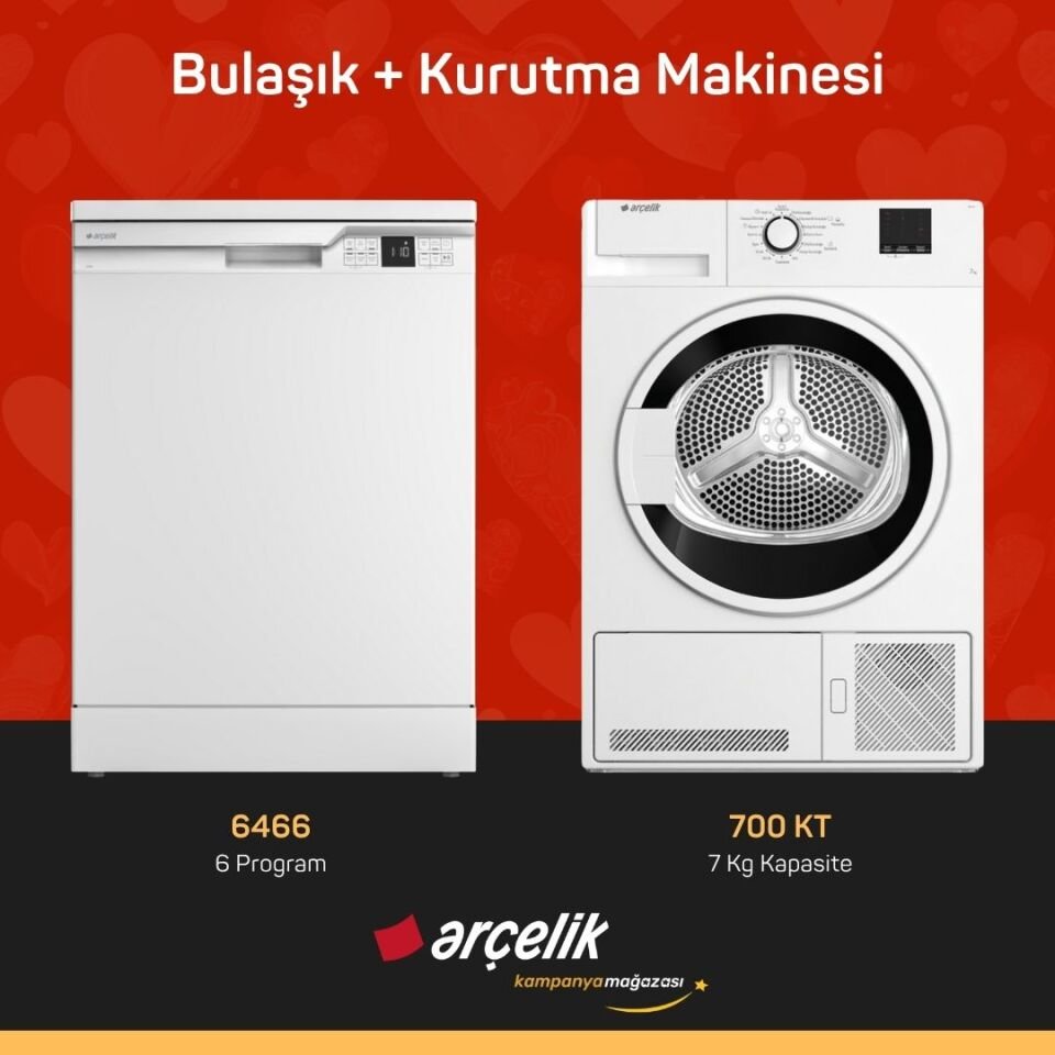 ARÇELİK 6466 Bulaşık Makinesi - 700 KT Kurutma Makinesi