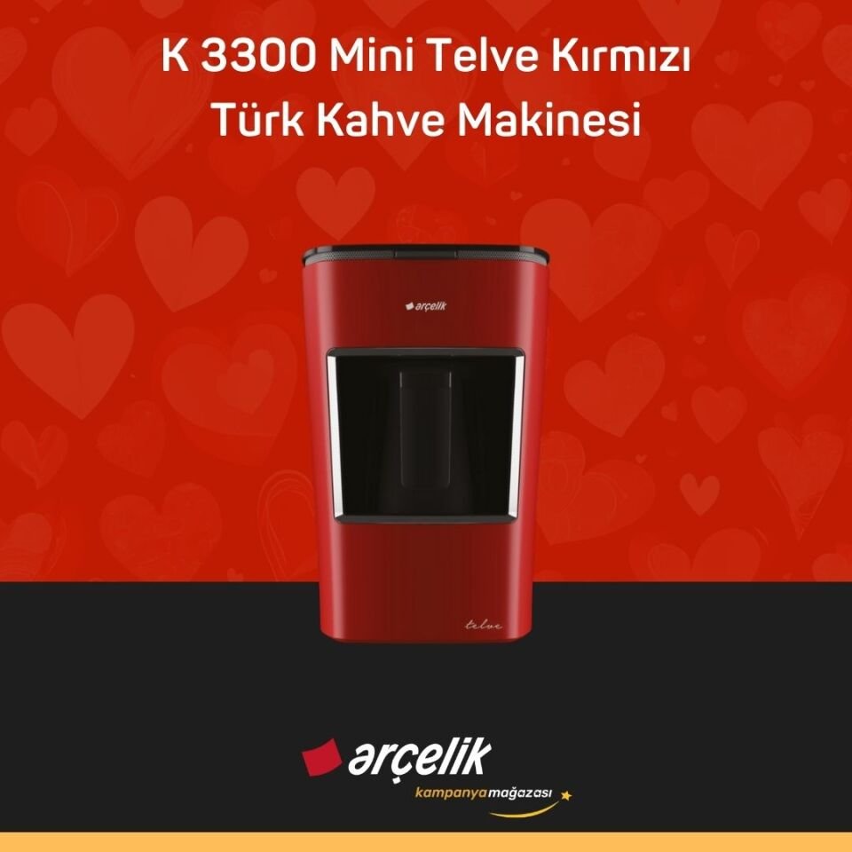 ARÇELİK K 3300 Mini Telve Kırmızı Türk Kahve Makinesi