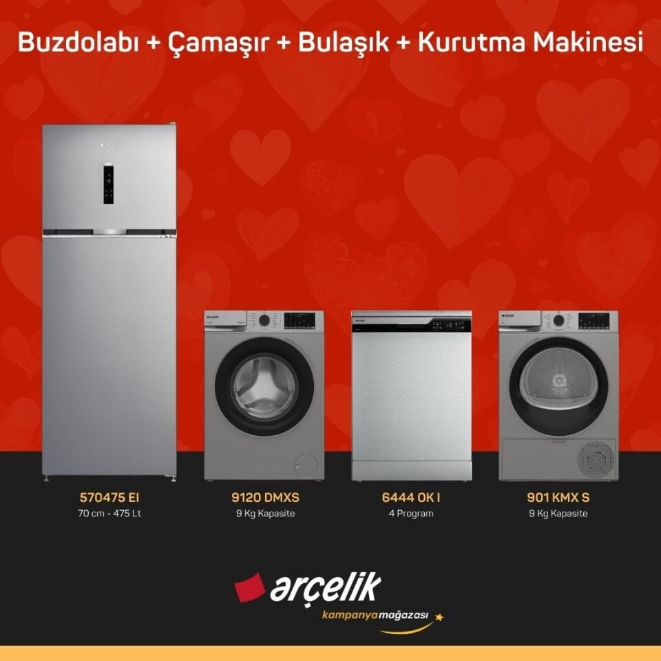 ARÇELİK 4'lü Çeyiz Paketi ( 570475 EI - 9120 DMXS - 6444 OK I - 901 KMX S )